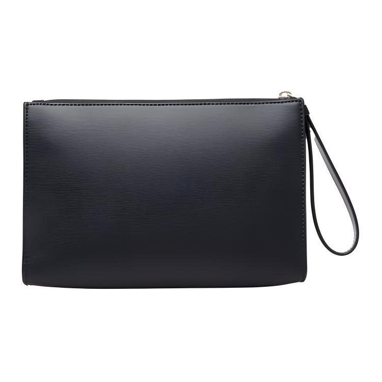 Bally Logo Zip Closure Leather Clutch Men Clutch Dark-Blue 6310280