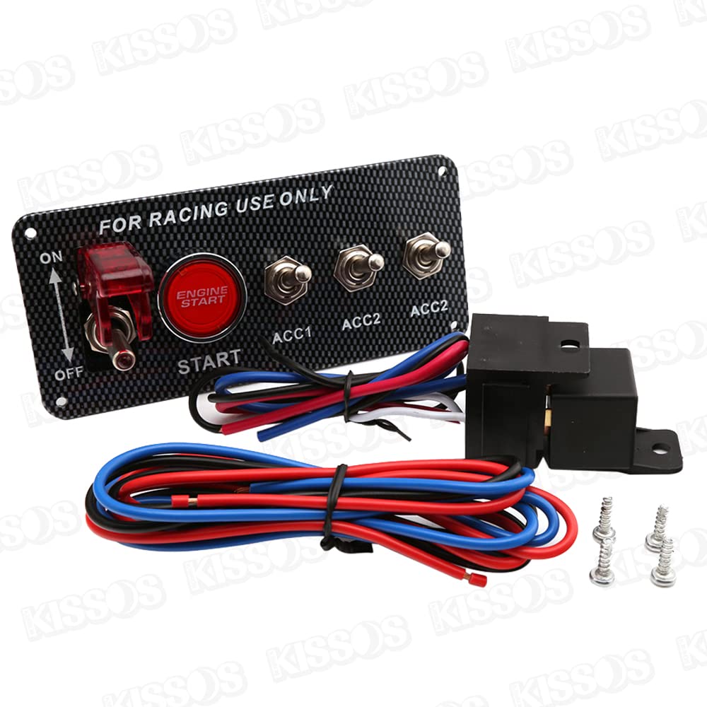 Racing Switch Carbon Fiber Push Start Toggle Universal Fit Panel, Look, Switch,