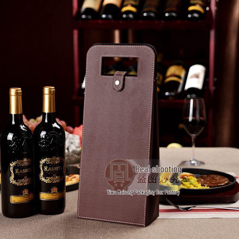 Borsa regalo in pelle per bottiglie di vino singole o doppie
