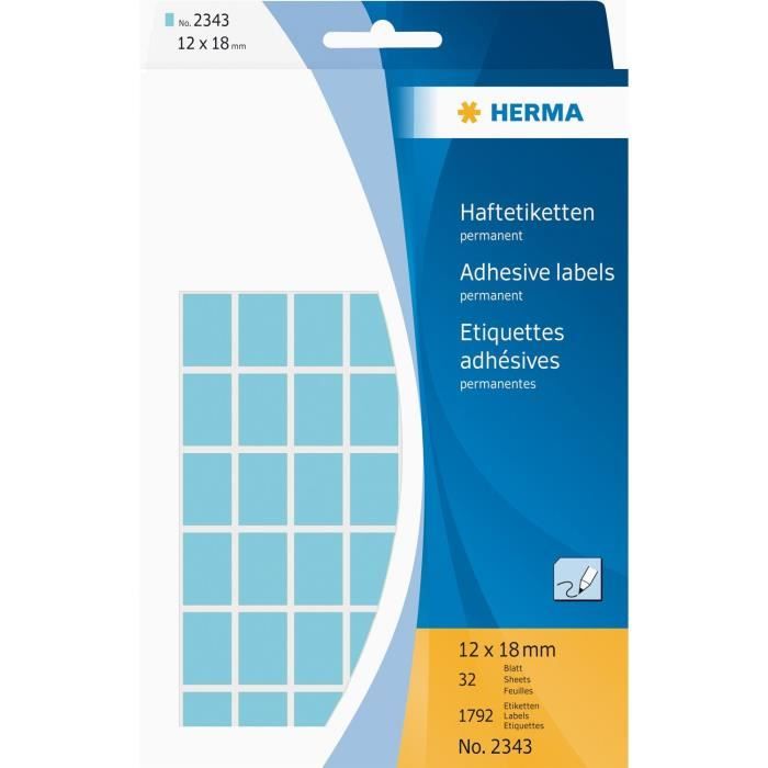 Étiquettes multi-usage - HERMA - 12 x 18 mm - Couleur bleue - Grand paquet - 1792 étiquettes
