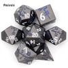 7 Pcs Black Flower Metal Dice Solid Metal Polyhedral Dice Set Suitable for Role-Playing RPG Board Game Card Game