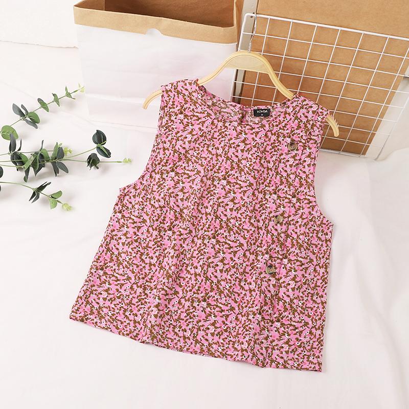 

VONDA Женские повседневные свободные майки с круглым вырезом и цветочным принтом без рукавов 4XL розовый