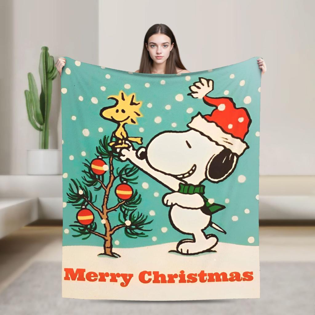 Snoopy Listen to music Blankets Fleece Spring Autumn Cartoon  Multifunction Super Warm Throw Blanket for Home Plush Thin Quilt