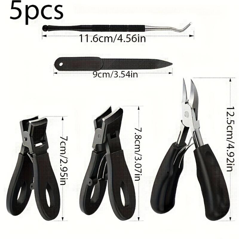 5Pcs Heavy-Duty Nail Care Kit Precision Cutting For Thick Nails Slant Tweezers Manicure Tools