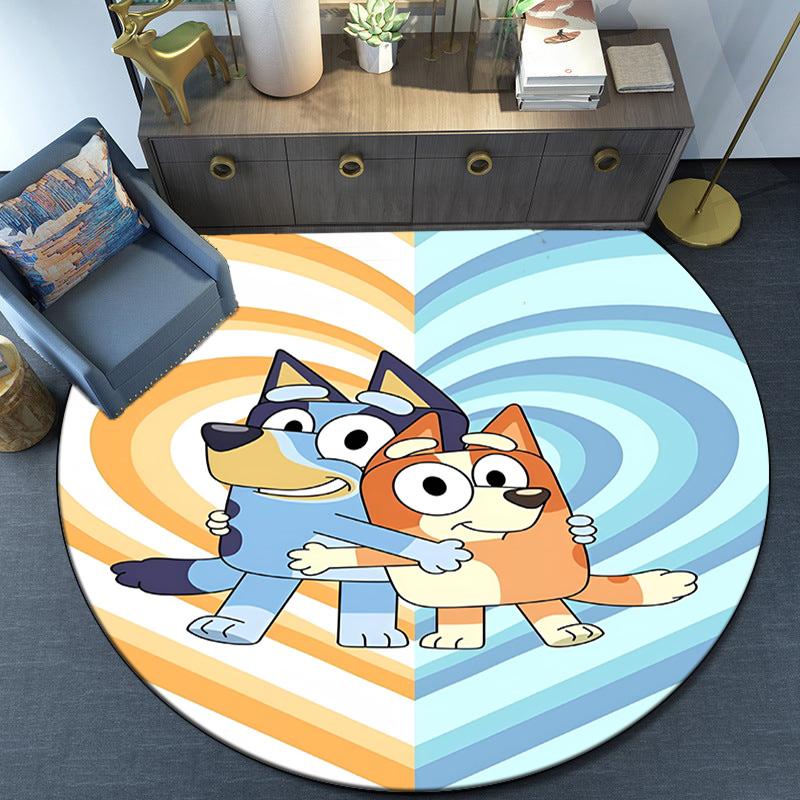 Bluey Friends Adventure Round Rug for Livingroom,Bedroom, Palyroom, Chair Rug, Area Rug, Circle Carpet, Fan Christmas Gift