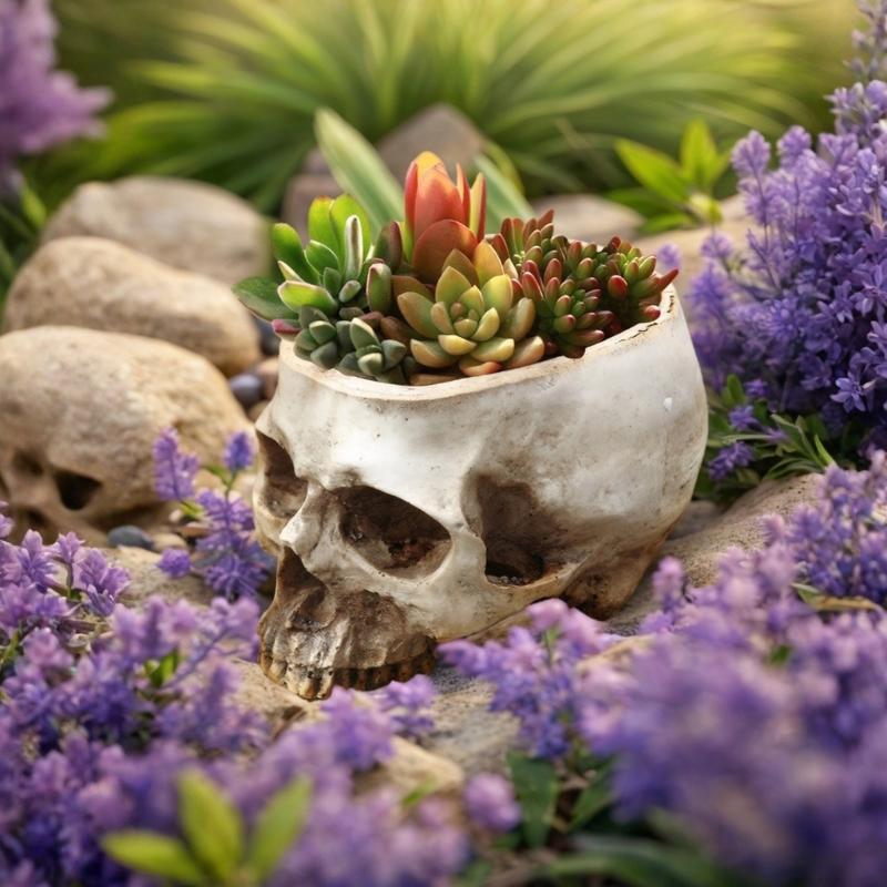 Eye Catching Skull Styles Resins Plant Pot Gothicism Skull Resins Halloween Flower Pot for Succulents And Small Plant