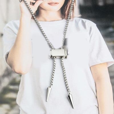 Blingbling Cuboid Bolo Tie Pendant Necklace Clavicle Chain Gifts for Girls Present Lariat Bolo Tie Clavicle Chain