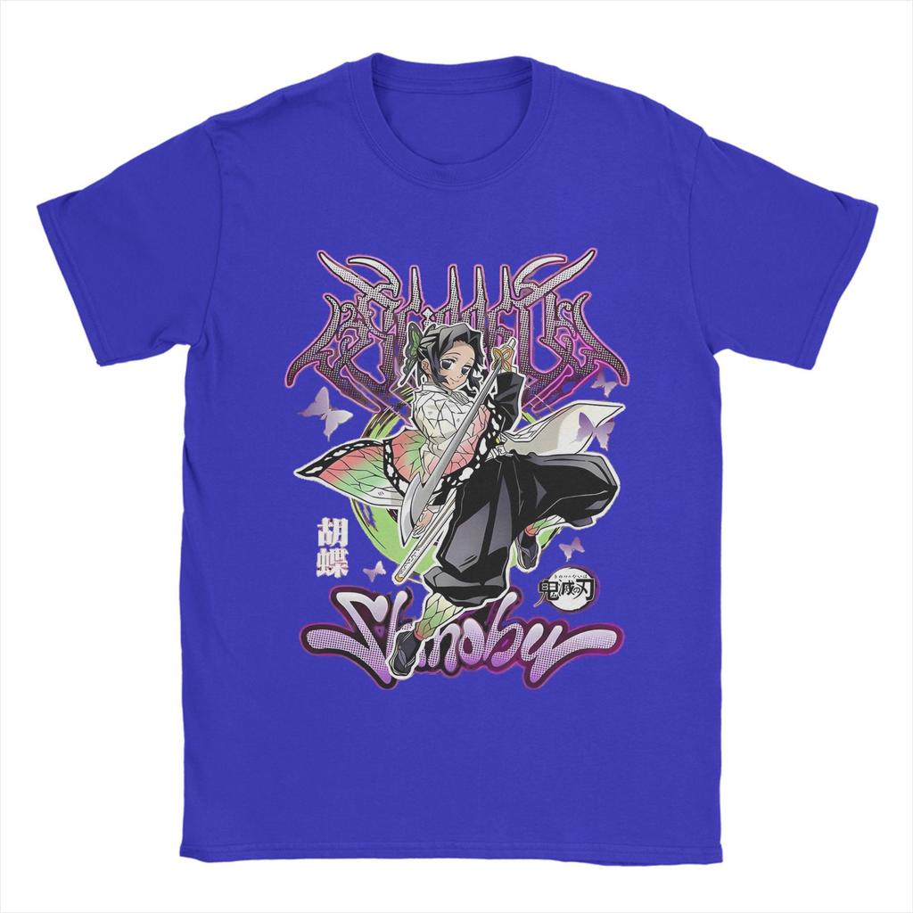 Men T-Shirt Shinobu Kocho Demon Slayer Funny 100% Cotton Tees Short Sleeve T Shirts Round Collar Clothing Gift Idea