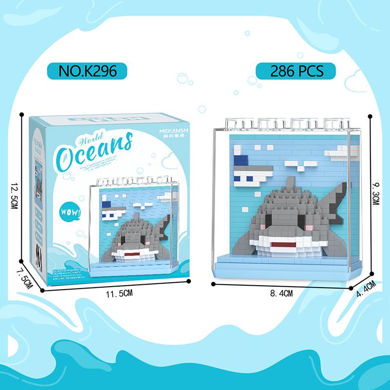 

Новые игрушки-конструкторы для морской жизни с пылезащитным чехлом, обучающие украшения для сборки, творческие игры с микрочастицами With box