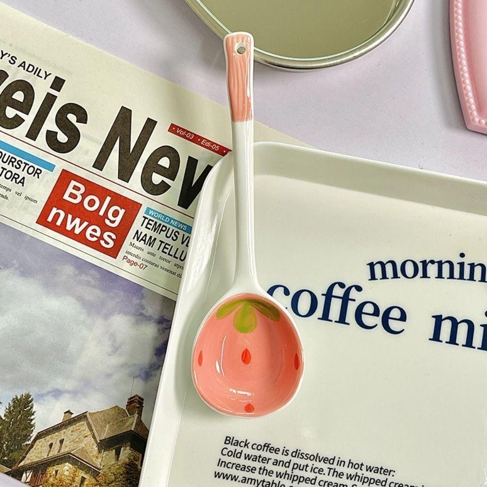 

Бытовая ложка с длинной ручкой, керамическая ложка для приготовления пищи, красивая десертная ложка