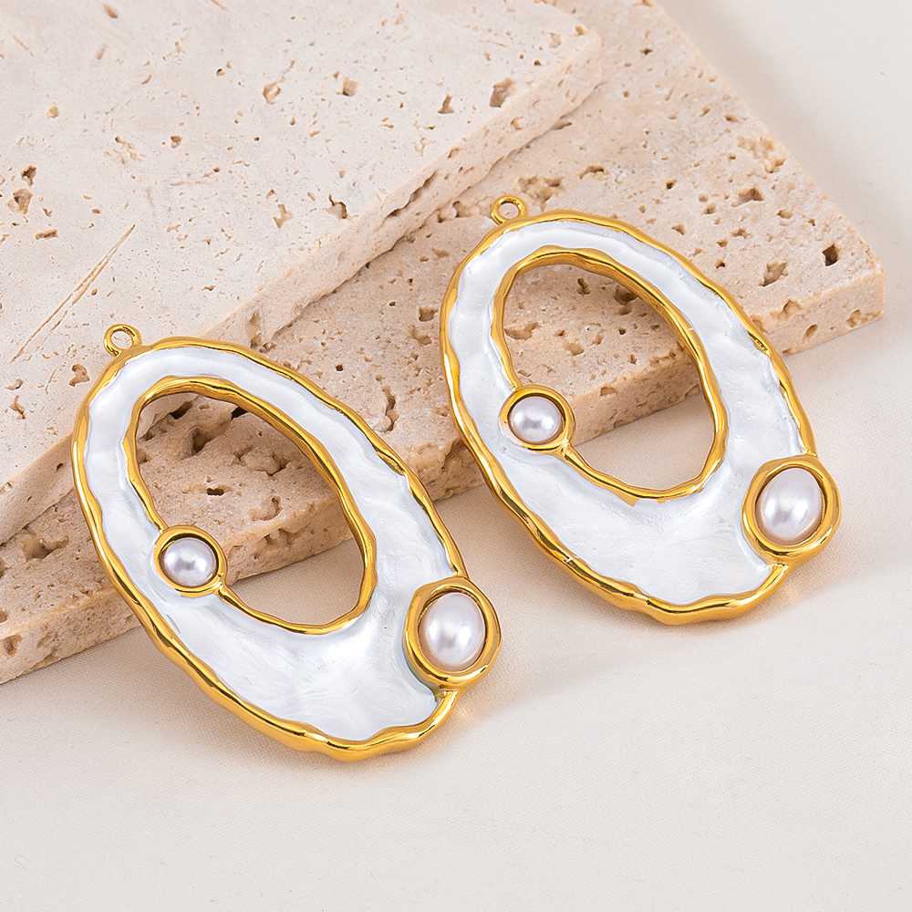 2pcs White Enamel Stainless Steel Hollow Wrinkled Starfish Heart Square Pendant Necklacse Charms Earrings DIY Jewelry Findings