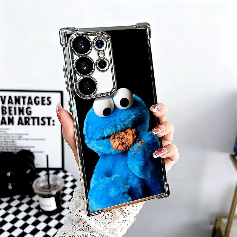 

Sesame Street Cookie Soft Phone Case For Samsung Galaxy S26 Ultra S25 Edge S24 FE S23 Plus S22 S21 + S20 Plating Anti-Fall Funda Samsung S26 Plus