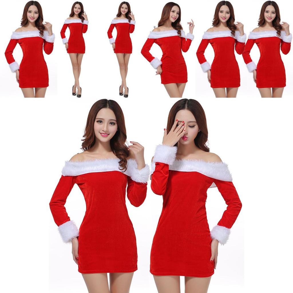 Elegant Xmas Off-shoulder Velvet Dress For Women Perfect For Christmas Parties