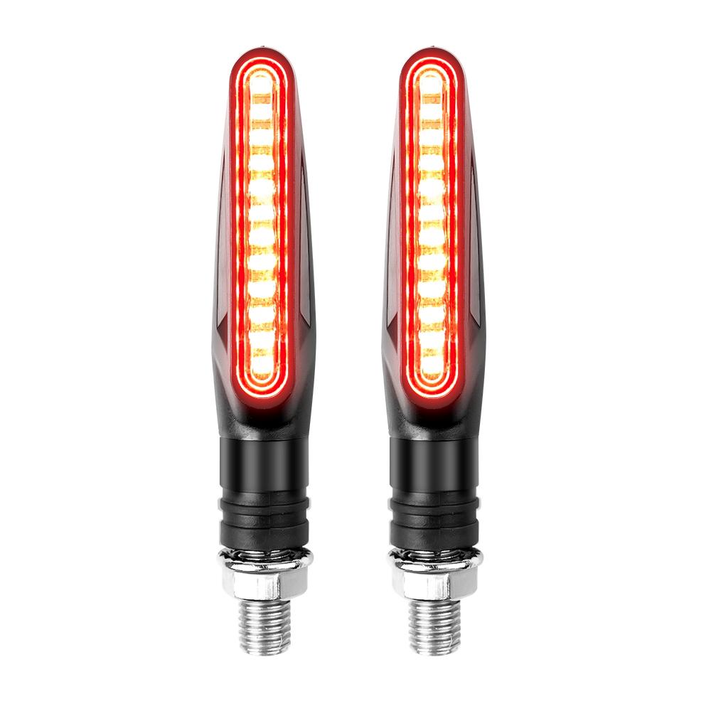 2Pcs Motorcycle Turn Signal Lights 12V LED Tail Flashing Lights Waterproof Rear Lamps Super Bright Bendable Motorcycle Accessories
