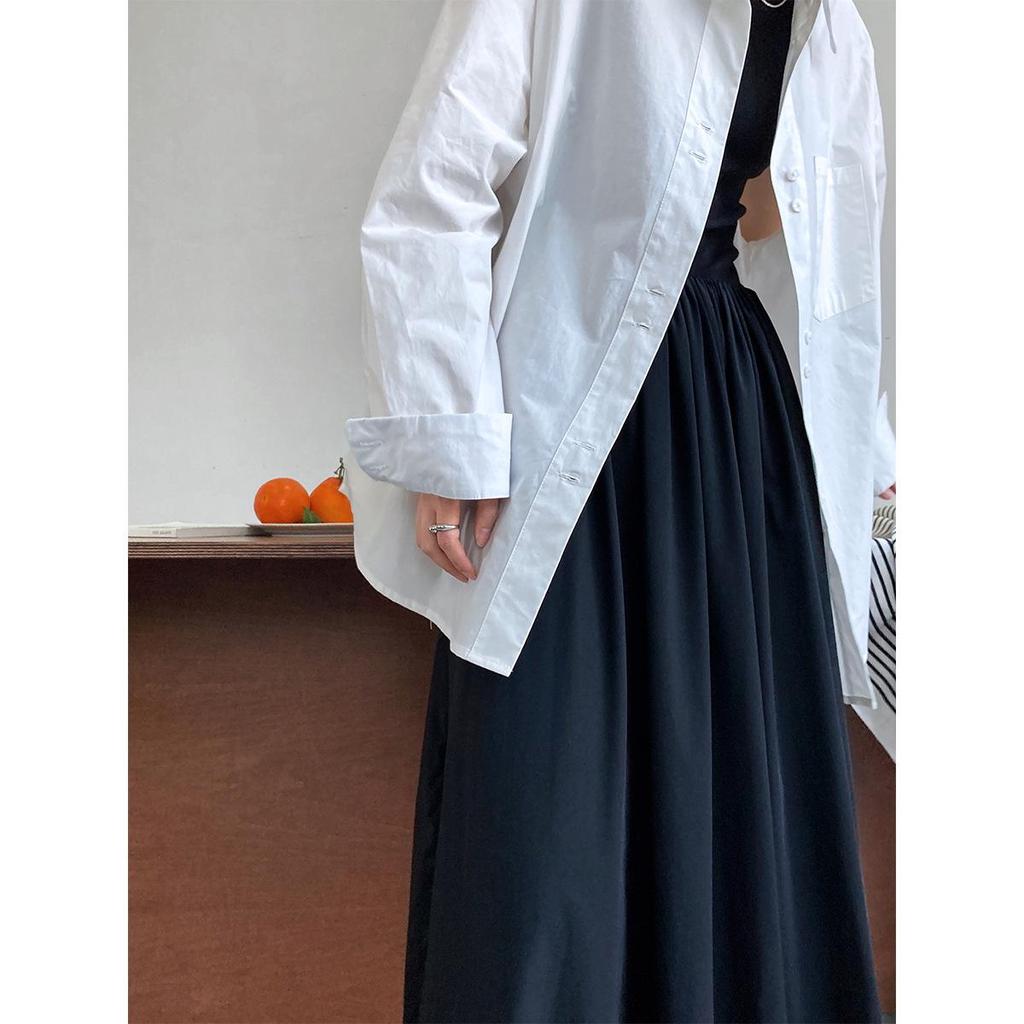 LUXI Women's Autumn Casual Solid Color Loose Silhouette Layering Shirt