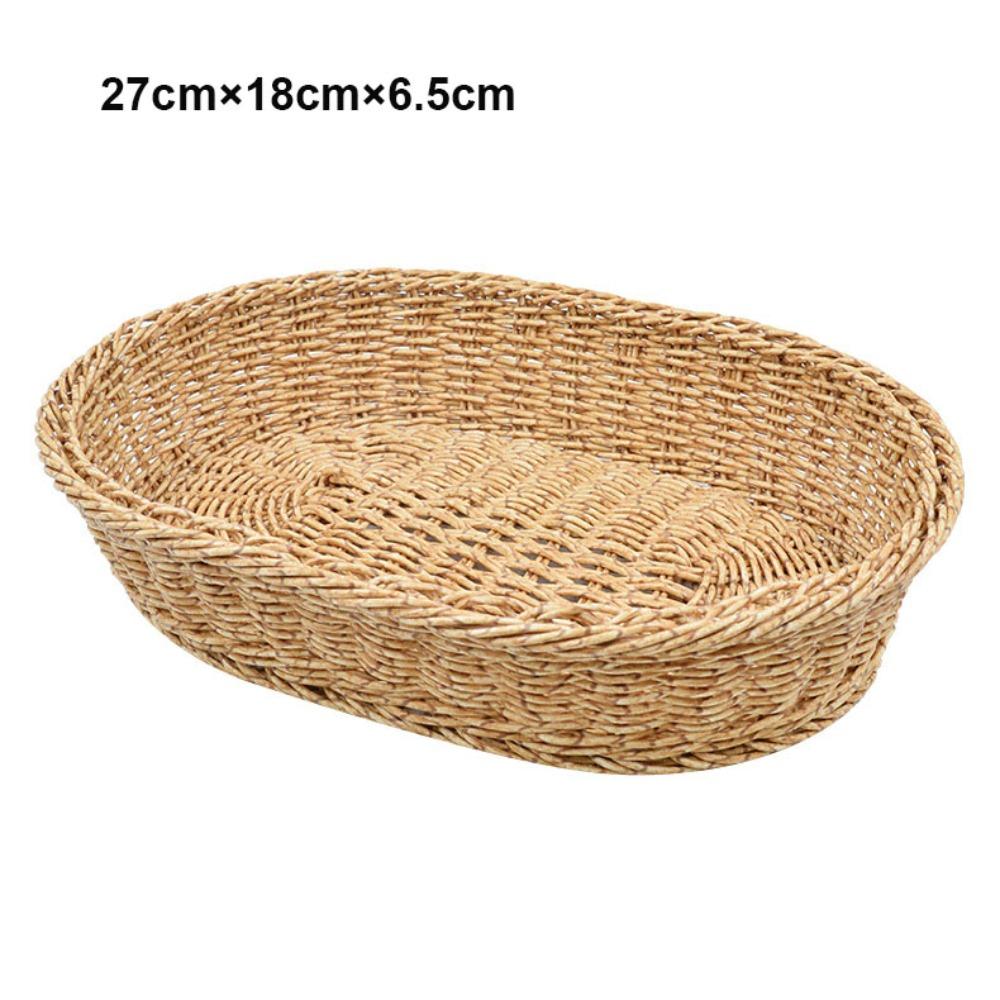 Household Rattan Woven Serving Baskets Cake Dim Sum Tray  Restaurant Serving Tabletop Display