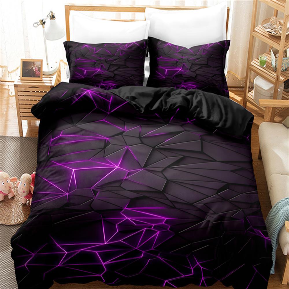 Plástvový černý a červený digitálně potištěný set přikrývky a povlaků na polštáře Ložní set Dekorace do ložnice - 1 povlak na přikrývku + 2 povlaky na polštáře (Žádné jádro polštáře)