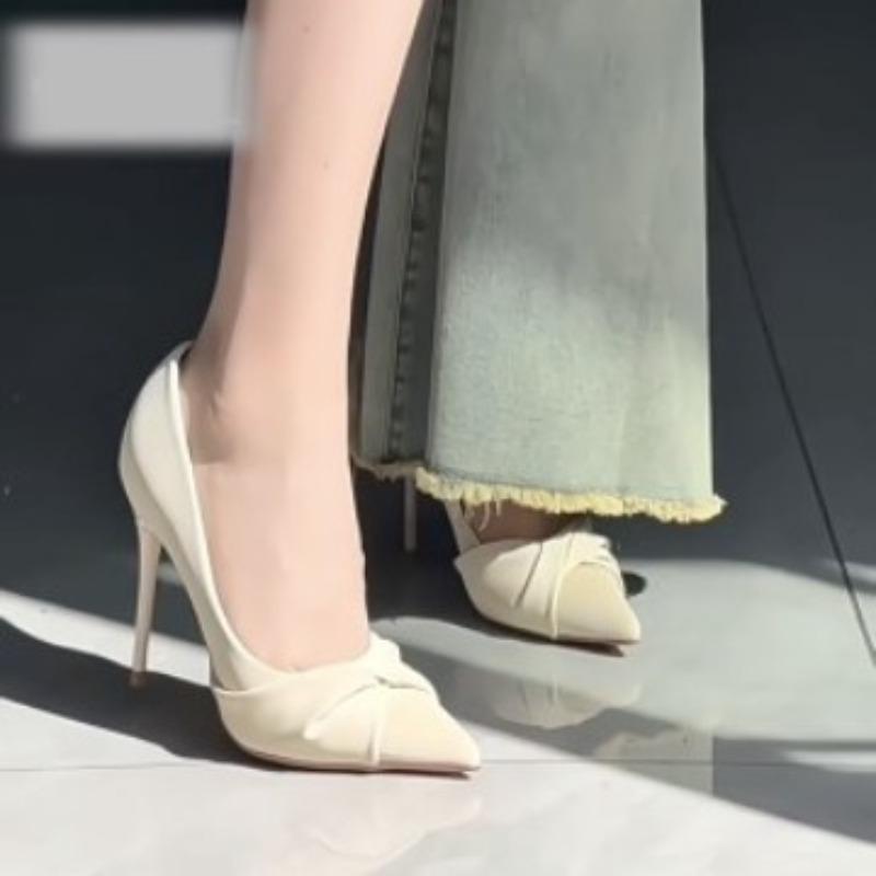 Gentle temperament shallow mouth French high heels women's thin heels summer new celebrity pointed Mary Jane single shoes women