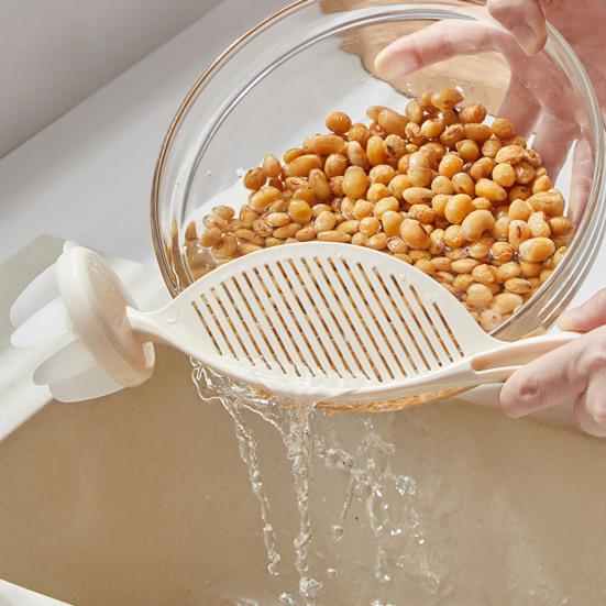 Rice Washing Stick Tool Rice Sieve Spoon Multi-Purpose Stirring Rice Washer with Strainer Anti-slip Rice Washing Tool for Kitchen