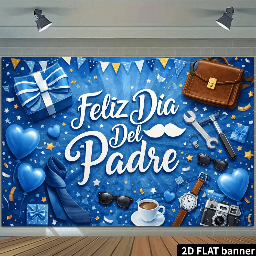 2D Plane Feliz Día del Padre Spanish Language Father's Day Background Cloth Tie Theme Tool
