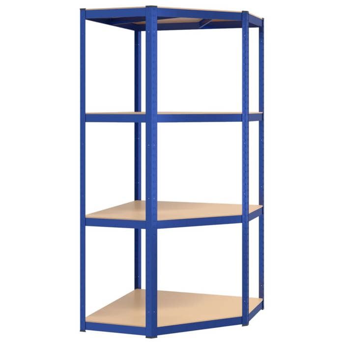 VidaXL Étagère d'angle à 4 niveaux Bleu Acier et bois d'ingénierie 152852