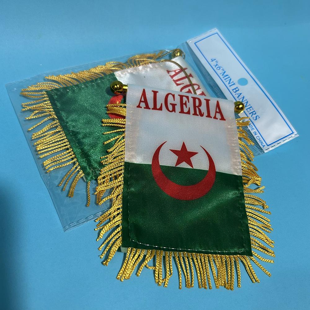 Bandera para Ventana de Coche de Argelia 8*12cm Poliéster Impresa por Ambos Lados Banderas Colgantes de Argelia Mini Bandera de Argelia para la Copa de Fútbol 2026