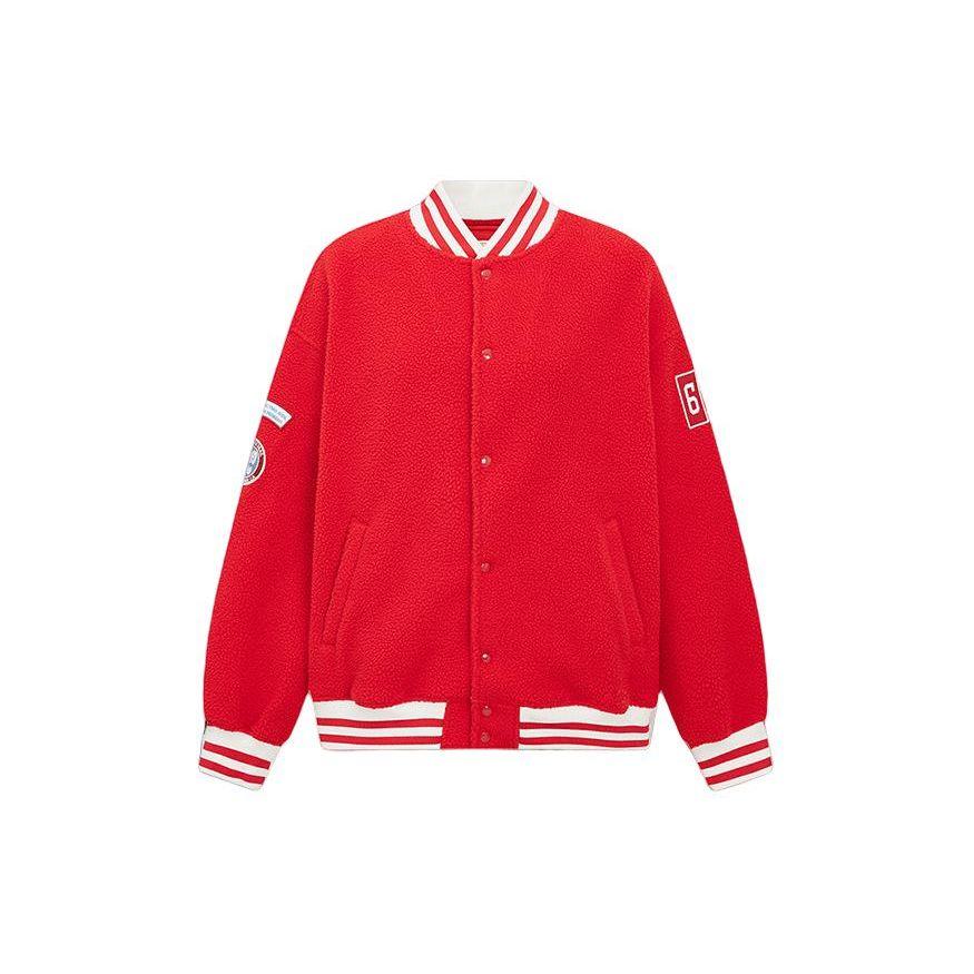 Levis Year Of The Dragon Limited Edition Color Block Striped Edge Single Button Cotton Baseball Jacket Women Jacket Red A7205-0000
