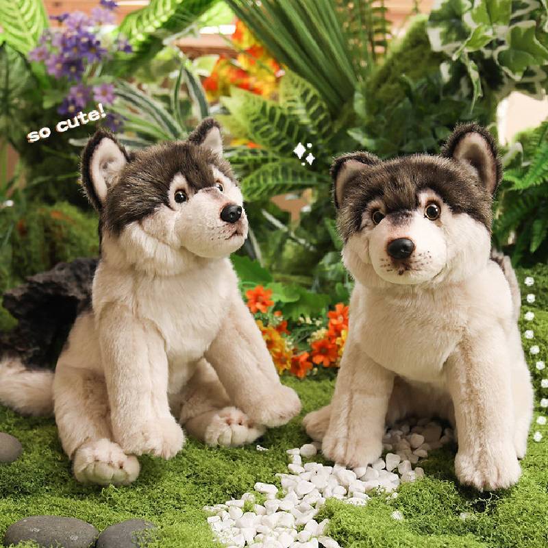 Wolf Plush Toy Animal Figurine With Short Pile Material For Kids And Adults