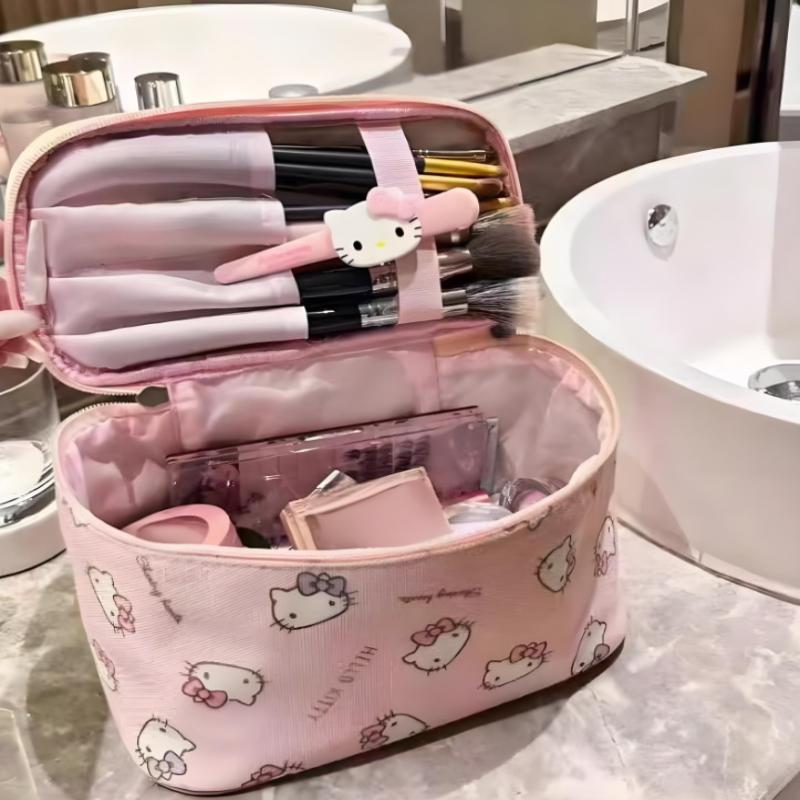Bolsa de Cosméticos Rosa Hello Kitty Grande Capacidade Portátil Armazenamento Bolsa de Mão Bolsa de Armazenamento Hello Kitty