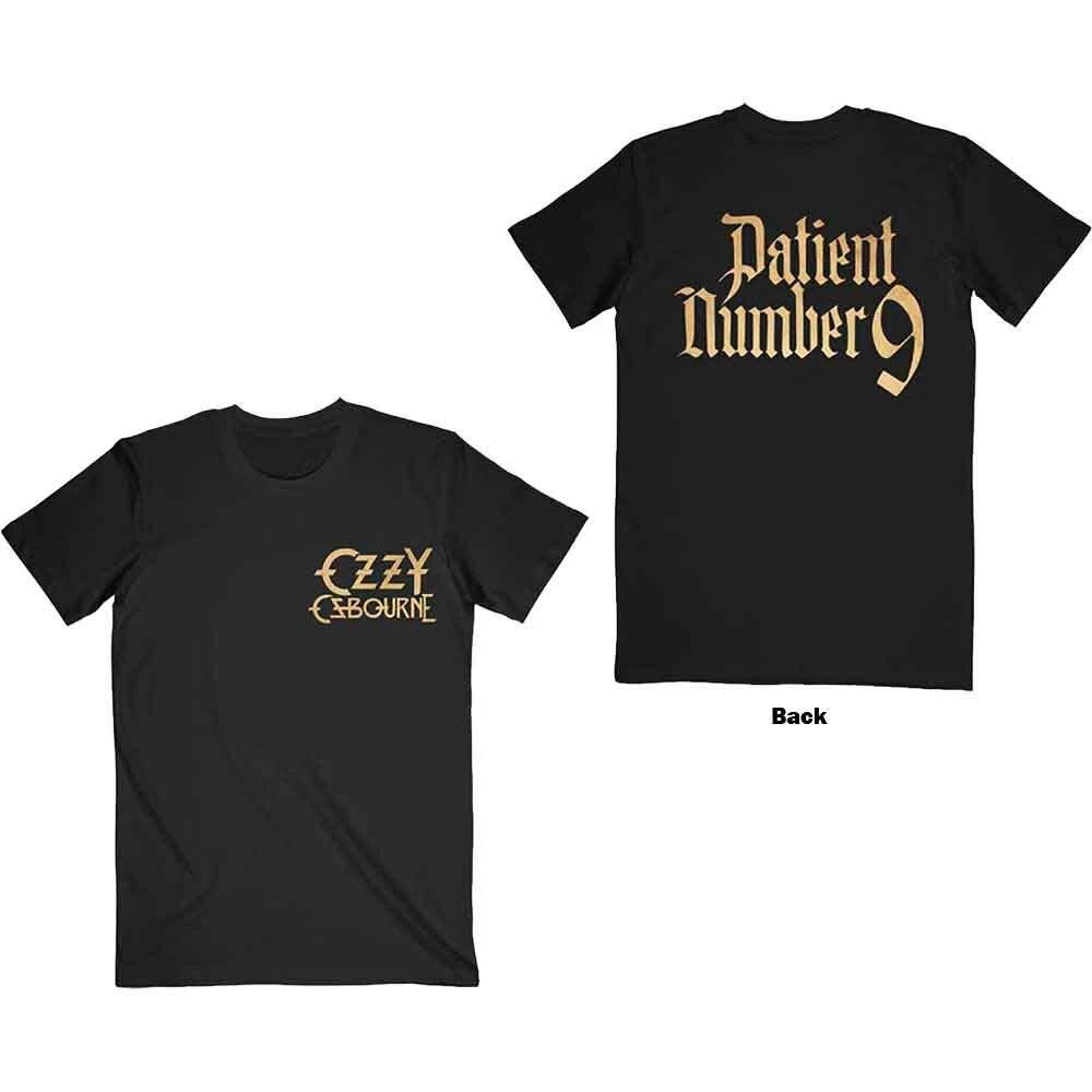 Ozzy Osbourne Unisex T-Shirt: Patient No. 9 Gold Logo (Back Print) (Medium) XL
