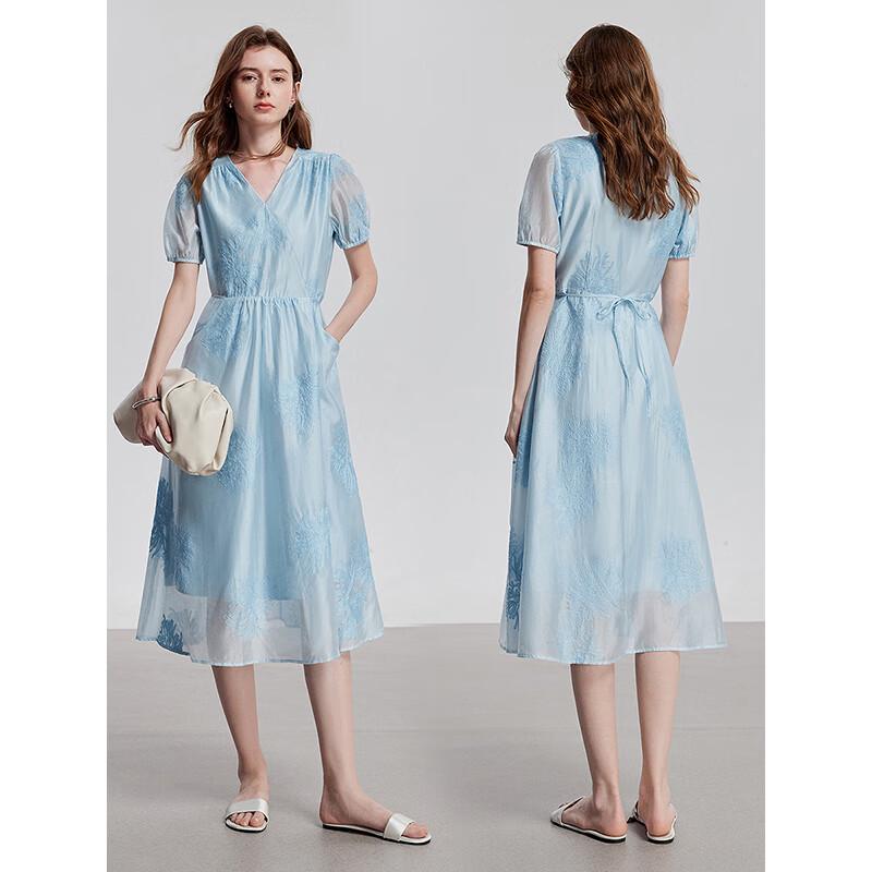 Chuyu Lyocell Embroidered V-Neck A-Line Maxi Dress