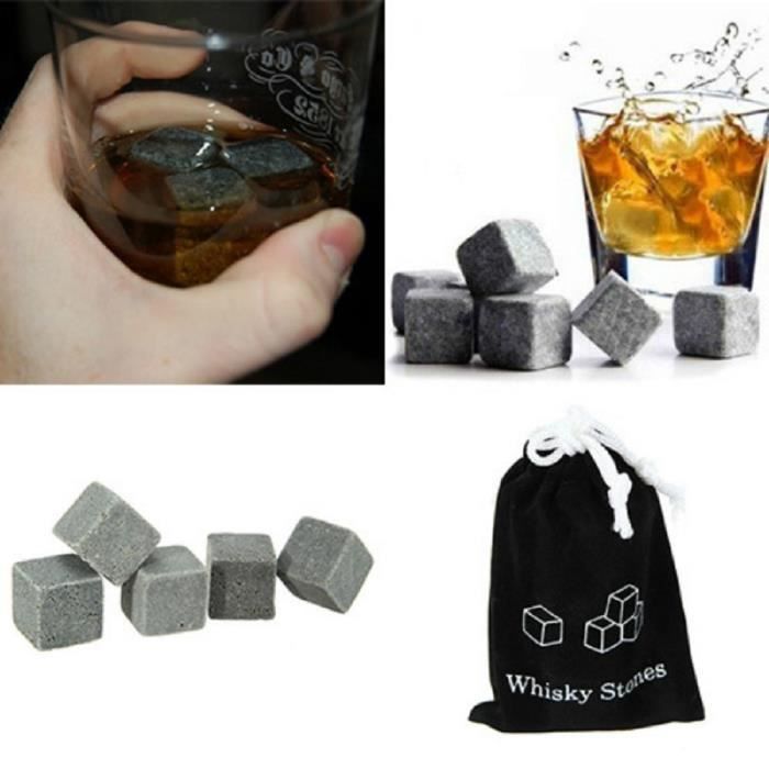 Whiskey Ice Cubes - Set of 8 - Fake Stone Blocks - 2 Cm - Grey