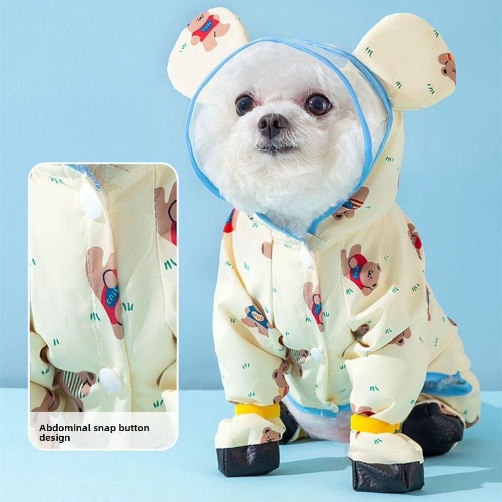 Windproof Dog Rain Cloak Cartoon Four Leg Raincoat Stylish Small Dog Clothes  Cats