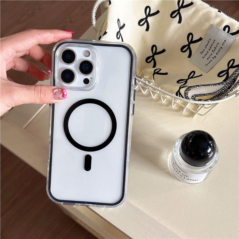 

Compatible with Apple 14 Pro Max: High-Transparency Magnetic Suction Case (Drop-Proof Minimalist Cover) for Apple 13, 15, and 17. Apple 16 Plus чёрный