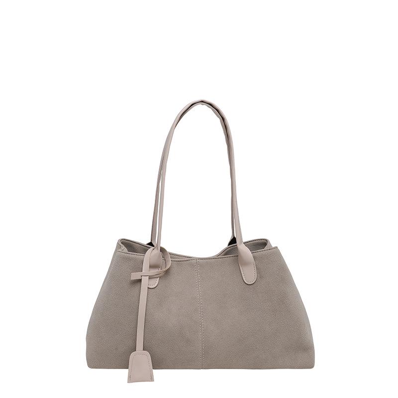 Women's Retro Suede Tote Bag - Large Capacity Frosted Shoulder Bag for Autumn 2025