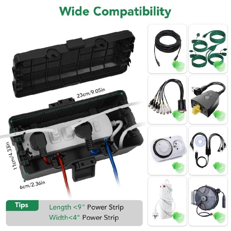 6Port Weatherproof Electrical Box Junction Box Heavy Duty PP Construction Outdoor Use for Lighting EV Chargers Pool