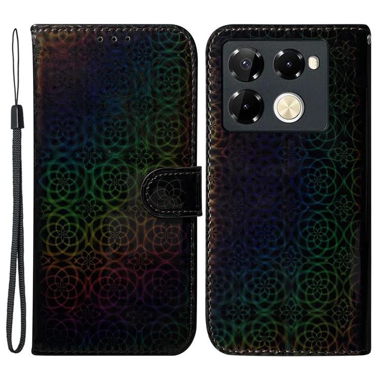 

For Infinix Note 40 Pro 5G / 40 Pro+ Case Dazzling Flower Anti-Drop Leather Phone Cover - Black