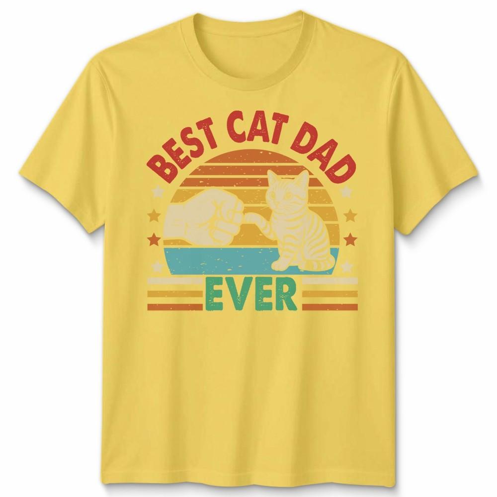 Best Cat Dad Ever Unisexs T Shirt Vintage Inspired Cat Graphic Tee