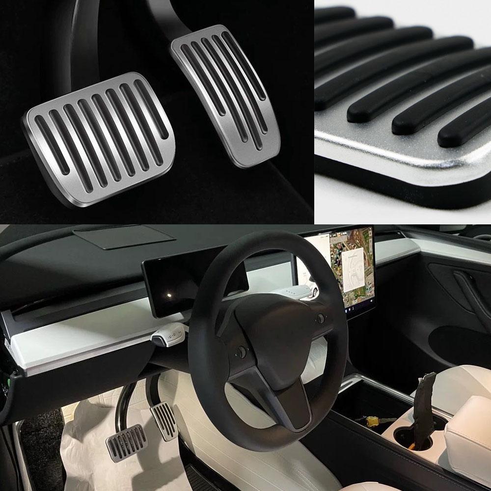 Rutschfeste Fußpedalauflagen Aluminium Rutschfeste Abdeckung Zubehör Für Tesla Model 3