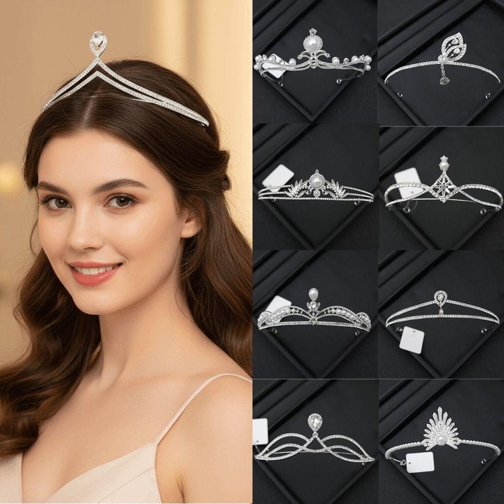 Simple Design Wedding Bride Crown Crystal Rhinestone Princess Crown Wedding Ceremony