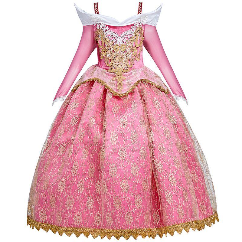 

Enchanting Girls Sleeping Beauty Princess Aurora Costume With Long Sleeves And Lace Details 120cm