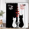 Crown Queen And King Shower Curtain Black White Pink Red Background Mrs Mr Right Couple Lover Polyester Bathing Decor Curtain