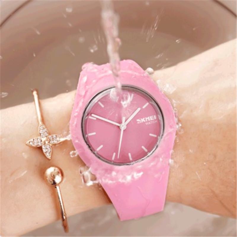 SKMEI 9068 Wristwatches For Lady Fashion Casual Watch Female Gift Women Watches Man Silicone Strap 3Bar Waterproof Clock Quartz