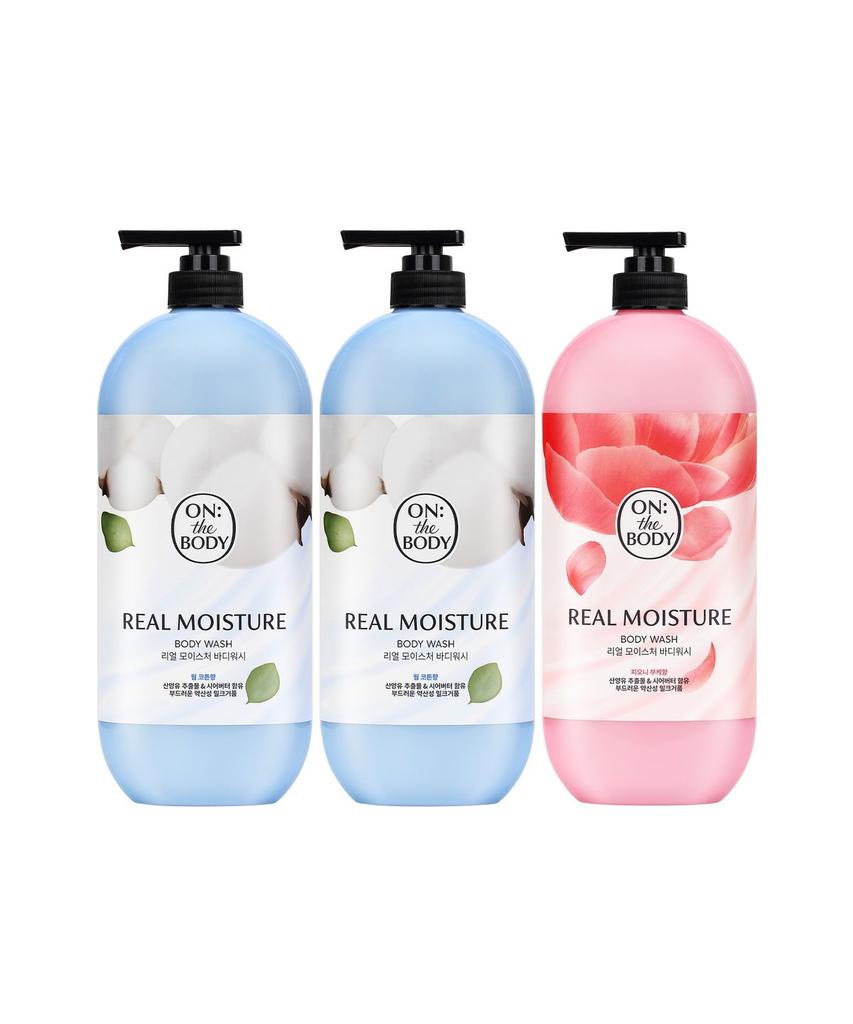 [Select Option] Real Moisture Body Wash 900g 3-Pack (Warm Cotton/Peony/Almond)