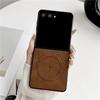 Luxury Magnetic Leather Case For Magsafe For Samsung Galaxy Z Flip 7 Flip7 Plain Protection Shockproof Wireless Charging Cover