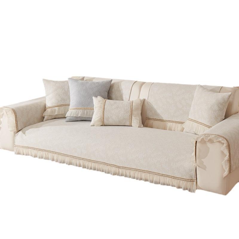 Cream Wind Sofa Cushion Universal In All Seasons French Skirt Sofa Cover Simple Non-Slip Chenille Seat Cushion Cover Cloth Towel