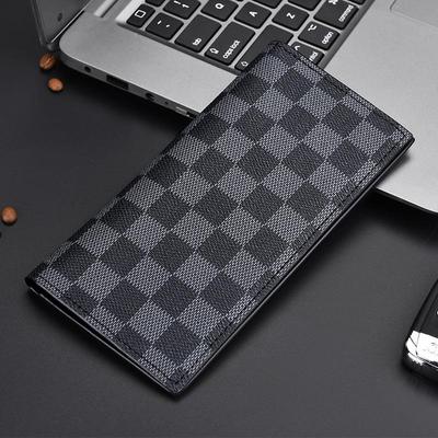 Pánská kostkovaná peněženka Business Clutch - Velká kapacita, Vícenásobné přihrádky na karty, Peněženka na mince