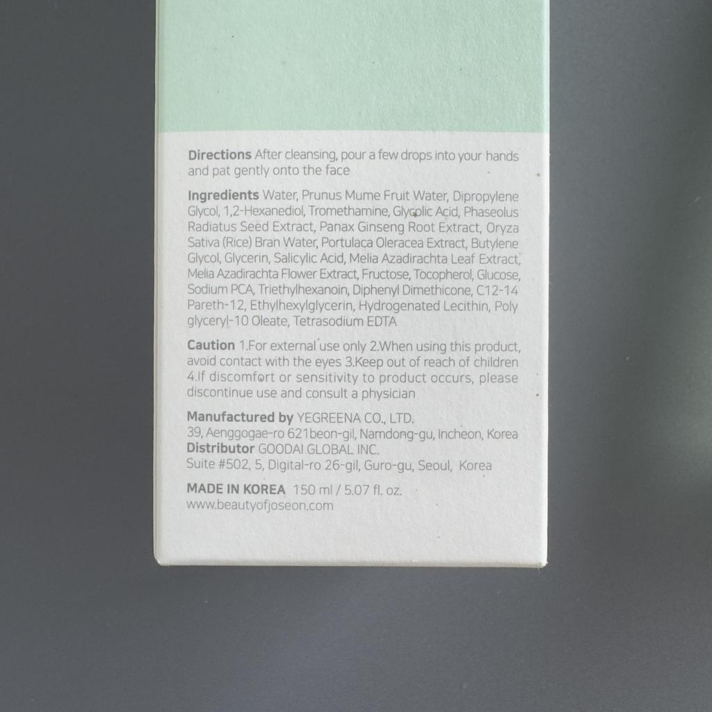 Beauty of Joseon Odświeżający tonik Green Śliwkowy : AHA+BHA 150ml (5.fl.oz)