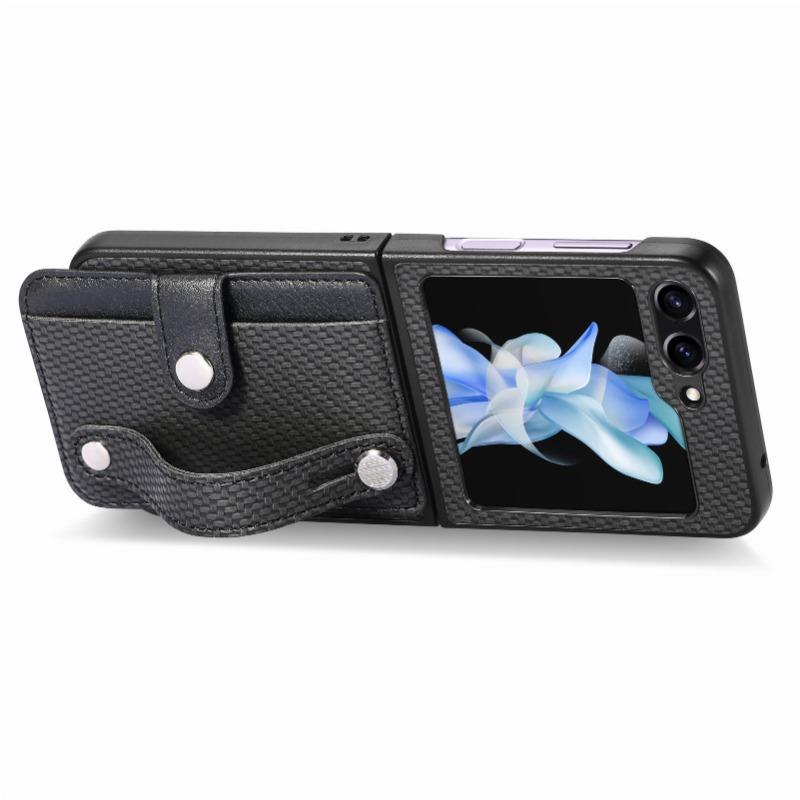 V 1 pouzdře na telefon s přihrádkou na kartu, náramkem, stojánkem Pro řadu Samsung Galaxy Z Flip