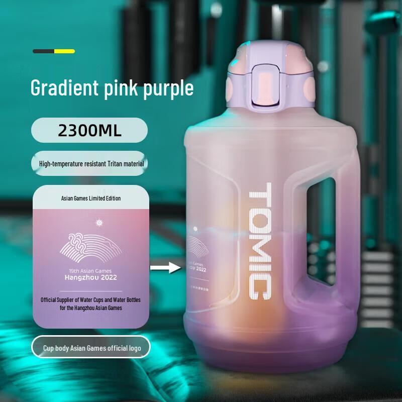 

Temeike 304 Stainless Steel Sports Water Bottle with Straw - Gradient Pink 2.3L